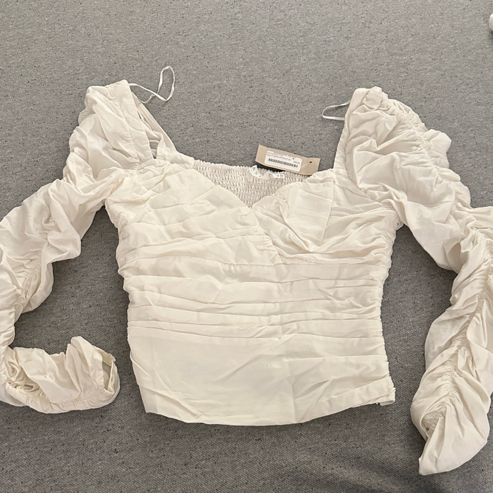 Astr Cream Ruched Blouse